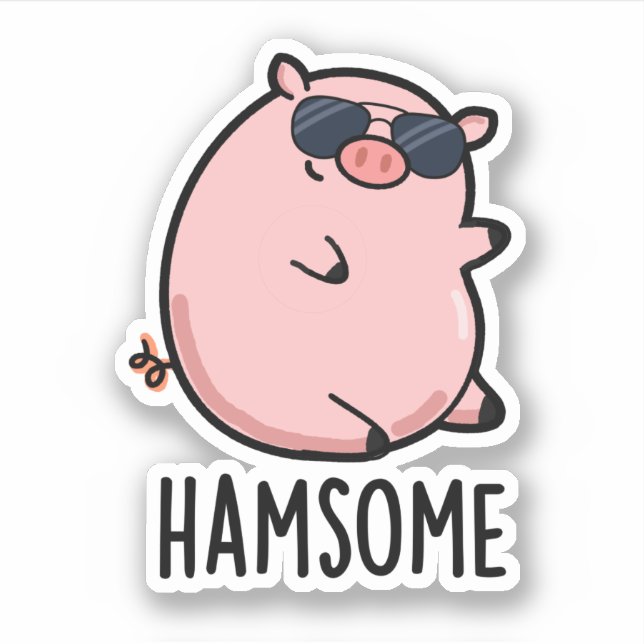 Pegatina Hamsome Funny Pig Pun (Anverso)