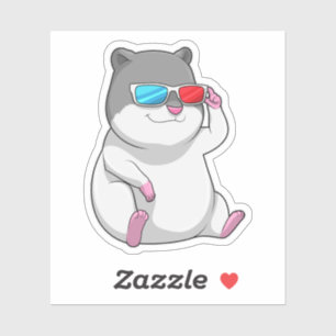 Pegatina Hamster con gafas