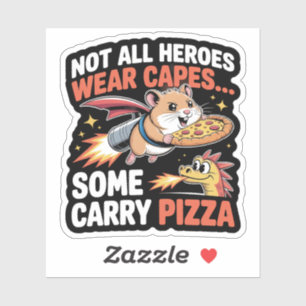 Pegatina Hamster con mochila propulsora entrega pizza diver