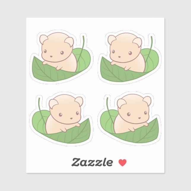 Pegatina Hamster de ratón lindo flotando en un conjunto de  (Hoja)