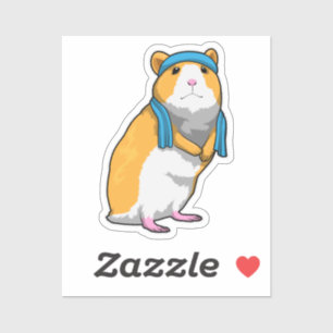 Pegatina Hámster en forma con toalla