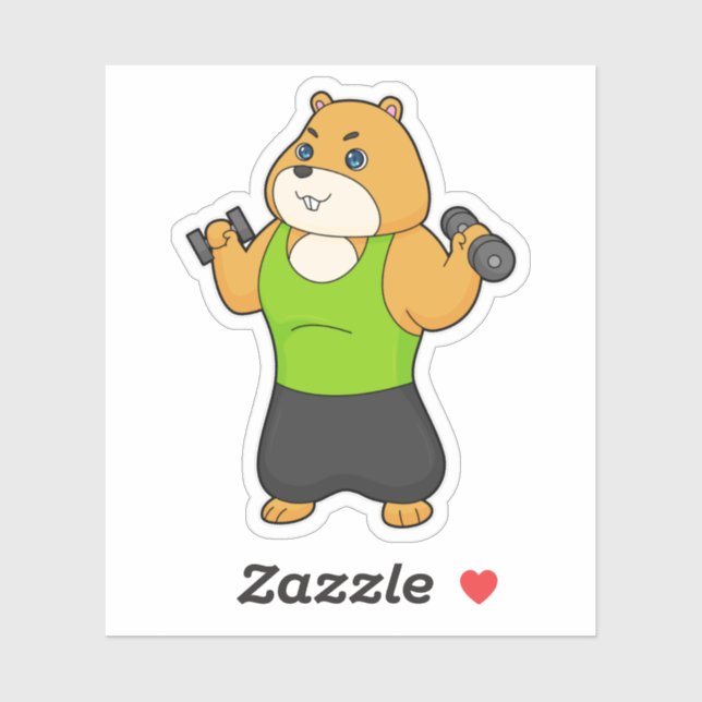 Pegatina Hamster Fitness Dumbbell (Hoja)