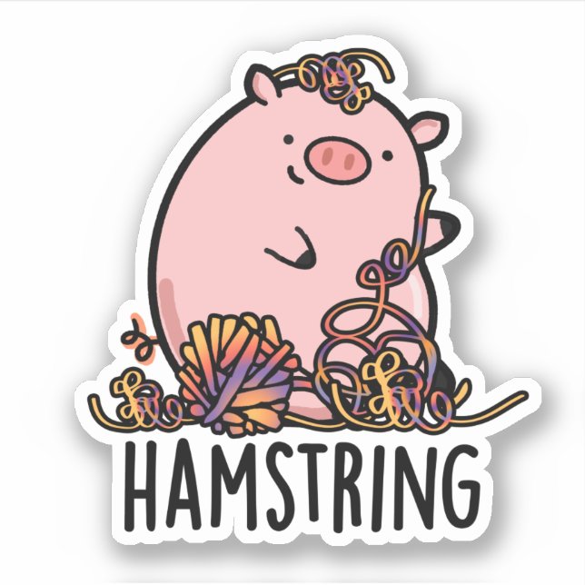 Pegatina Hamstring Funny Pig Pun (Anverso)