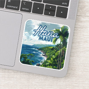 Pegatina Hana Maui Hawaii Road to Hana Beach Coast Retro