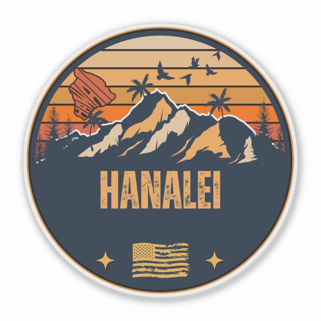 Pegatina Hanalei, Hawái (Anverso)