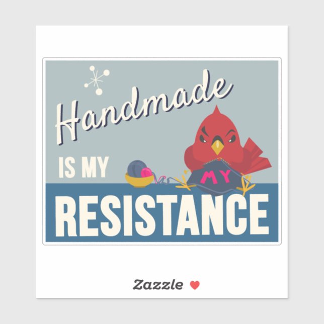 Pegatina Handmade is My Resistance-Blue Rectangle sticker (Hoja)