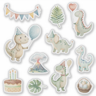Pegatina HandPainted Happy Birthday Dinos Sticker