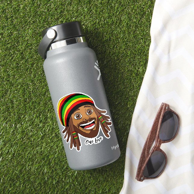 Pegatina Handsome Jamaican Rasta Man One Love (HydroFlask Insitu)
