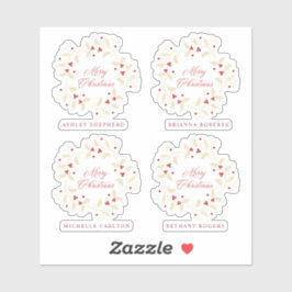 Pegatina Handwritten Merry Christmas Holly Branches Wreath