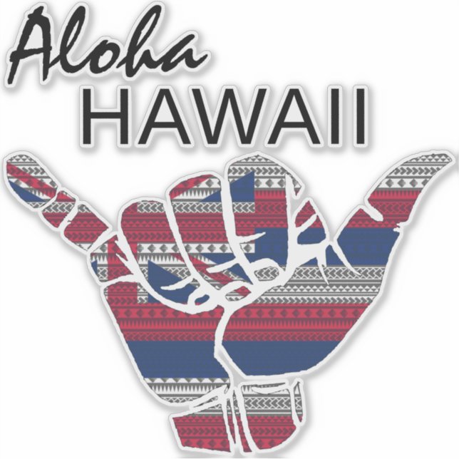 PEGATINA HANG LOOSE ALOHA HAWAII HI FLAG DRK (Anverso)