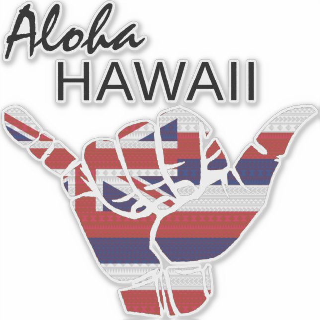 PEGATINA HANG LOOSE ALOHA HAWAII HI FLAG LT (Anverso)