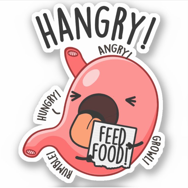 Pegatina Hangry Funny Stomach Pun (Anverso)