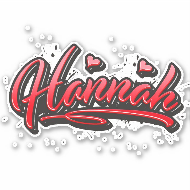 Pegatina Hannah red Heart Graffiti Aufkleber Sticker (Anverso)