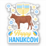Pegatina Hanukkah Cow Orah Dreidel Jewish Chanukah Decorati<br><div class="desc">Decoraciones del Chanukah judío de la vaca Orah Dreidel. Diseño perfecto para personas que aman el pollo y los animales de granja y la agricultura. Toma este diseño como regalo de cumpleaños para tu abuelo, abuela, papá, mamá, esposa, esposo, hermana o hermano. El diseño también es genial para cualquier ocasión...</div>