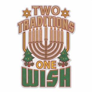 Pegatina Hanukkah Dos tradiciones que uno quiere Christmukk