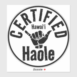 PEGATINA HAOLE CERTIFICADO SHAKA HAWAII