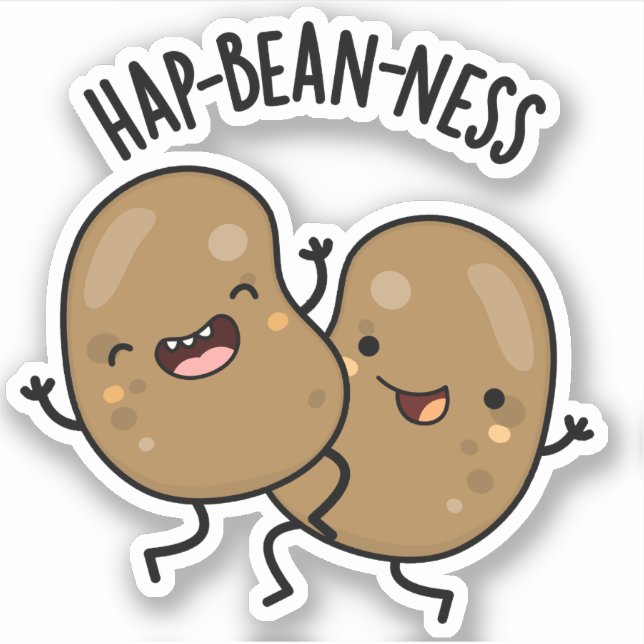 Pegatina Hap-bean Funny Bean Pun (Anverso)