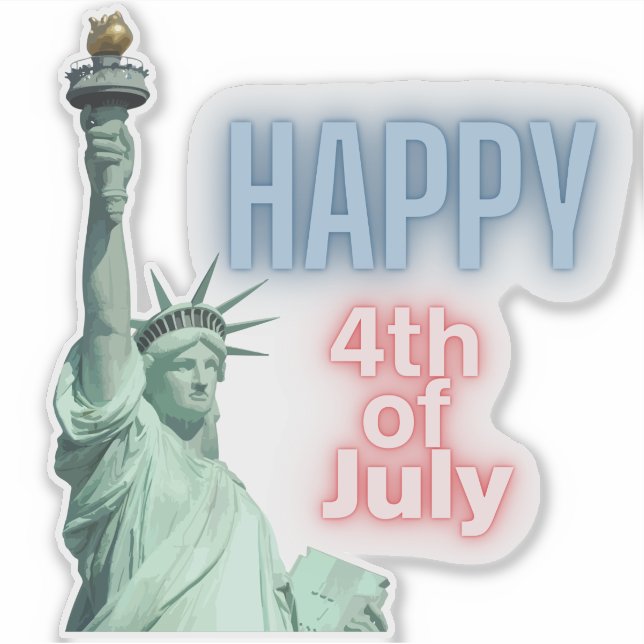 Pegatina Happy 4th of July Lady Liberty Neon (Anverso)