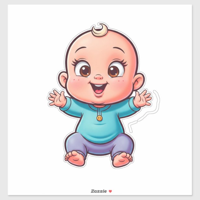 Pegatina Happy Baby Cartoon (Hoja)
