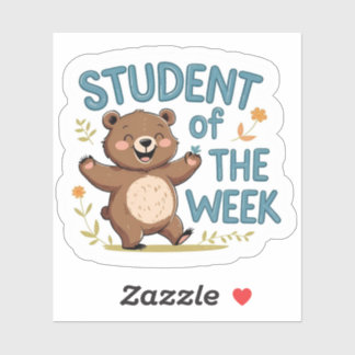 Pegatina Happy Bear "Student of the Week" Reward Sticker 