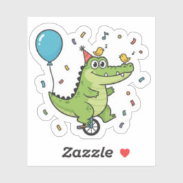 Pegatina Happy Birthday Crocodile Circus Theme Cartoon