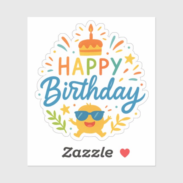 Pegatina Happy Birthday | Cute Sunshine Vinyl Sticker Sheet (Hoja)