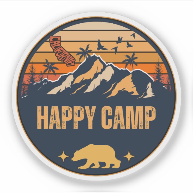 Pegatina Happy Camp, California (Anverso)