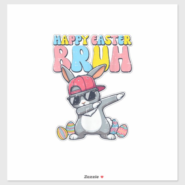 Pegatina Happy Easter Bruh Bunny Dab Rabbit Dance Boys Kids (Hoja)