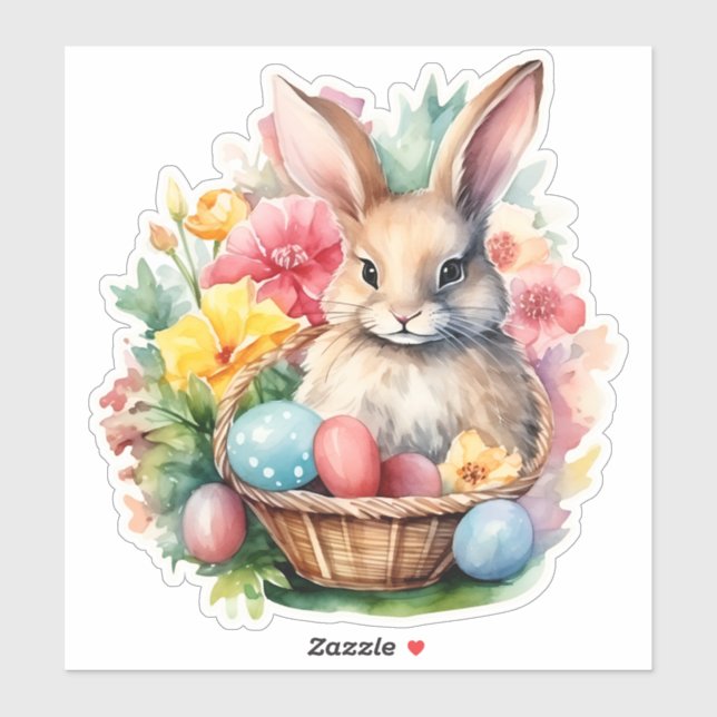 Pegatina Happy Easter Bunny Watercolor (Hoja)