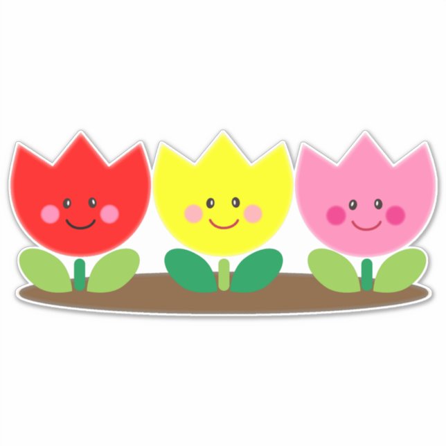 Pegatina Happy Face Tulip Flowers Garden art (Anverso)