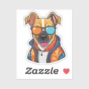 Pegatina happy fashionable dog