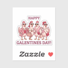 Pegatina Happy Galentines Day Chicken Squad Funny Glam Hens