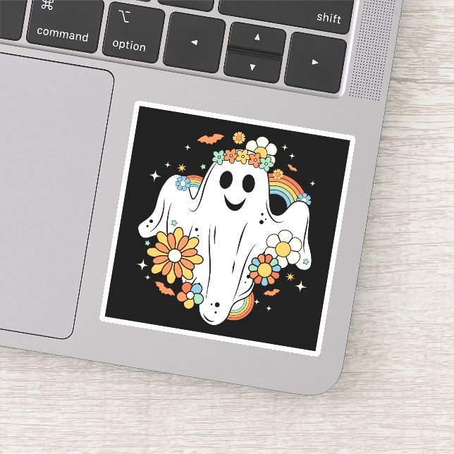 Pegatina Happy Ghost Retro Hippie Vibe (Detalle)