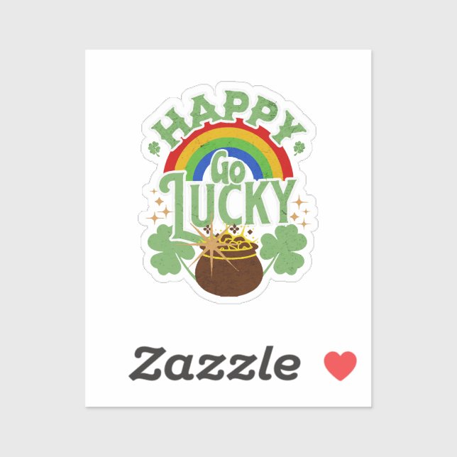 Pegatina Happy Go Lucky (Hoja)