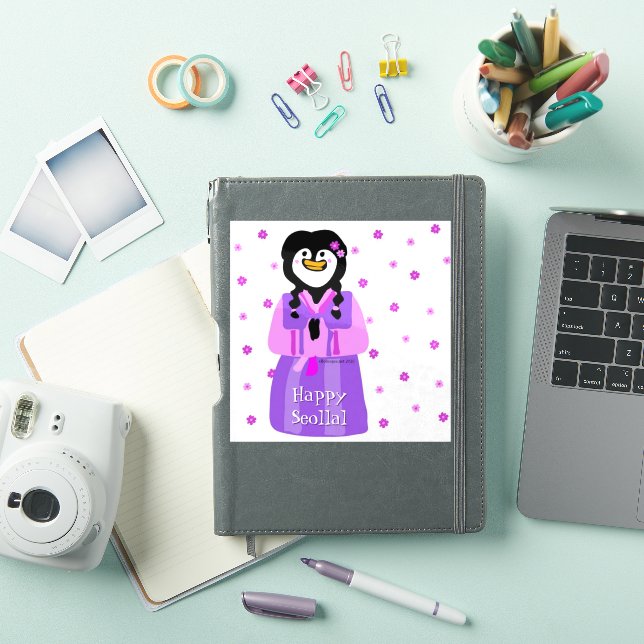 Pegatina Happy Seollal Penguin (Funda para iPad)