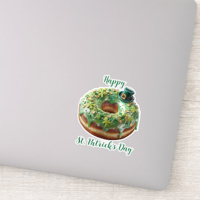 Pegatina Happy St. Patrick’s Day Donut with Leprechaun Hat (Detalle)