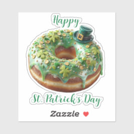Pegatina Happy St. Patrick’s Day Donut with Leprechaun Hat