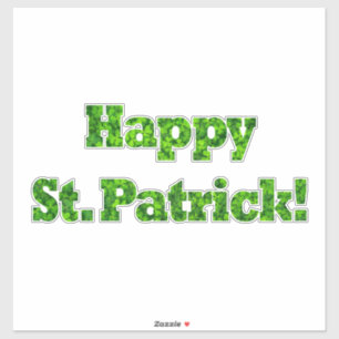 Pegatina Happy St. Patrick Typography Shamrock Green Clover