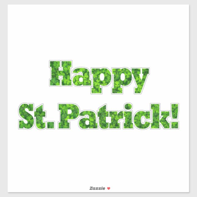 Pegatina Happy St. Patrick Typography Shamrock Green Clover (Hoja)