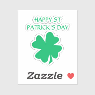 Pegatina Happy St Patrick's Day Irish Shamrock Leaf 2024