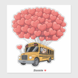 Pegatina Happy Valentine's Day Bus with Owl
