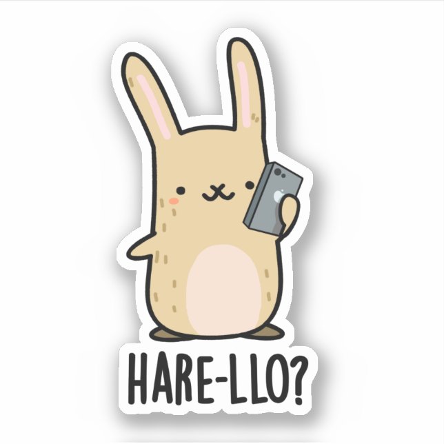Pegatina Hare-llo There Funny Hare Rabbit Pun (Anverso)