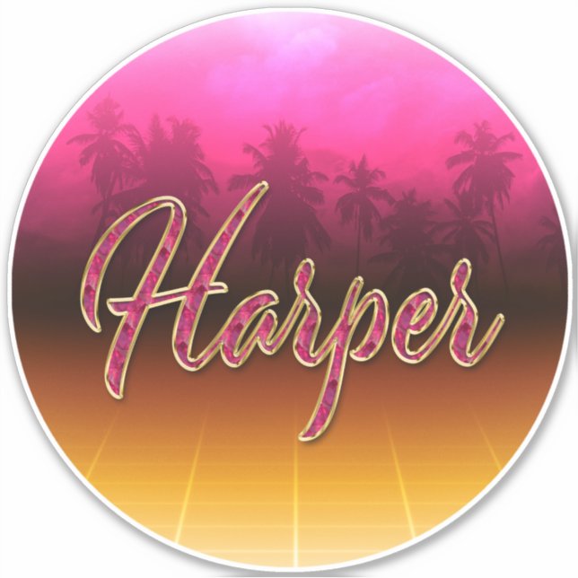 Pegatina Harper Vorname Name golden pink Aufkleber Sticker (Anverso)