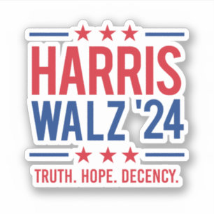 Pegatina Harris Walz '24 - Decencia de la Verdad Esperanza