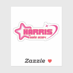 Pegatina Harris Walz Girly Estrellas rosas y presidente del