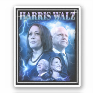 Pegatina Harris Walz Retro 90 Style