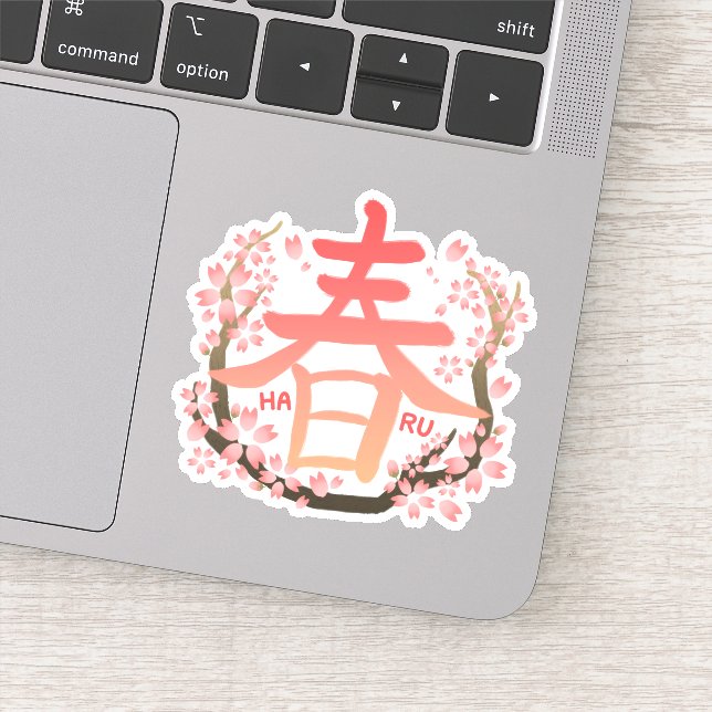 Pegatina HARU SAKURA Kanji sticker 春 桜 漢字 ステッカー (Detalle)