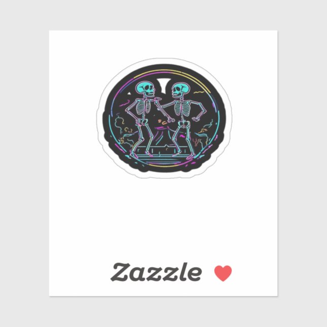 Pegatina Hasta La Muerte, Fiesta Skeleton Dance Fiesta Clas (Hoja)