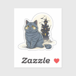 Pegatina Haunted Brit House - British Shorthair Halloween
