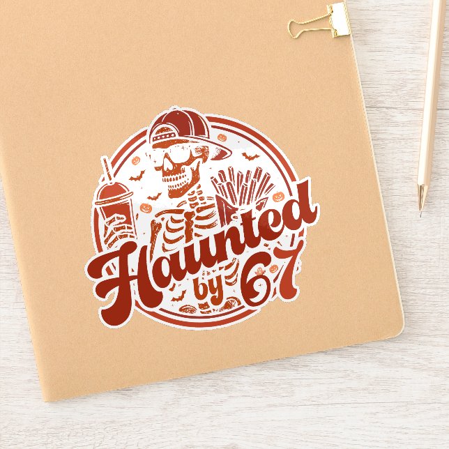 Pegatina Haunted By 67 Funny Halloween Six Seven 67 Meme (Cuaderno)